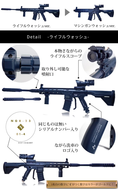 ながら洗車「ライフル型 高圧洗浄機 ライフルウォッシュ/タンク」の