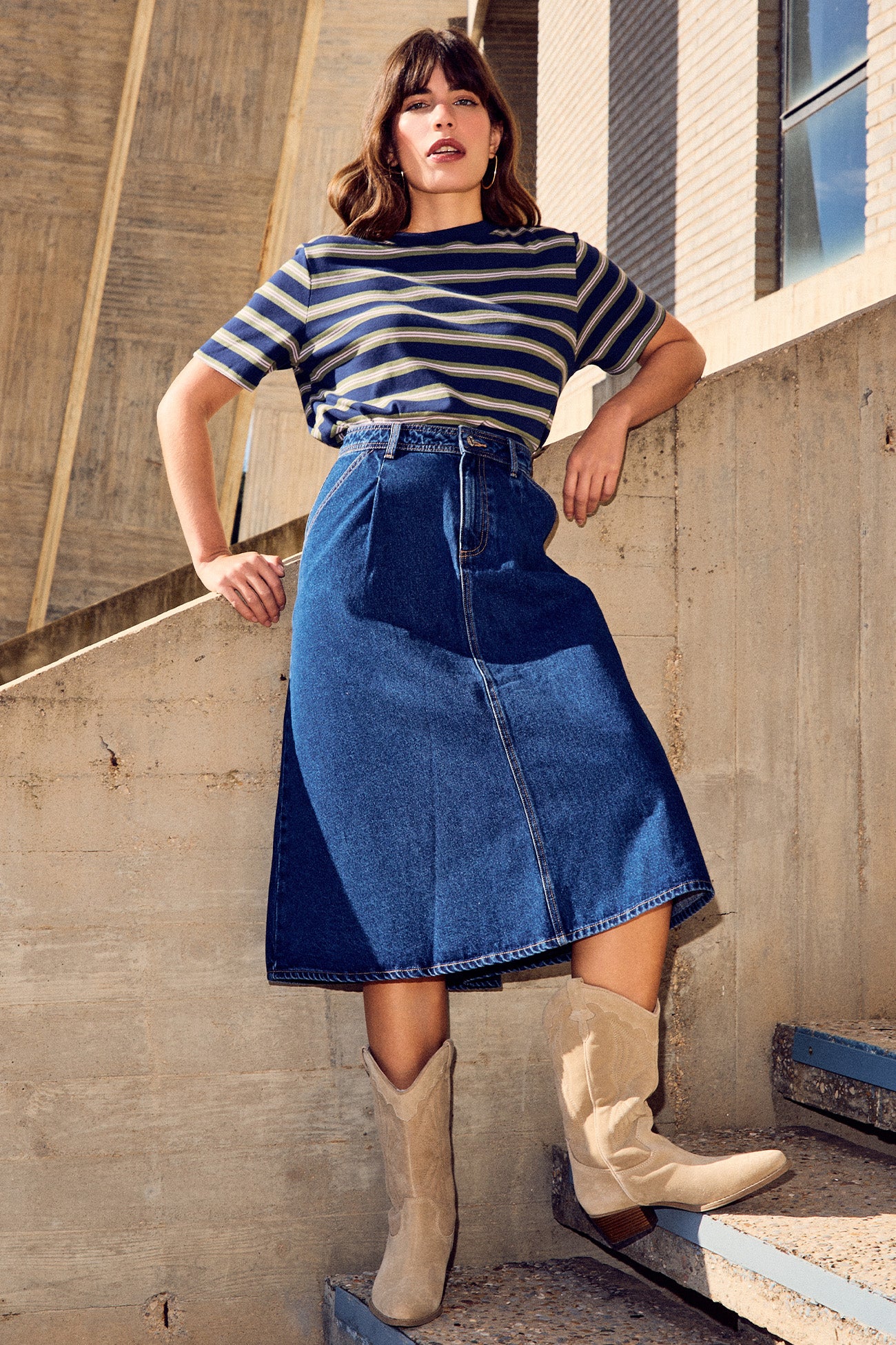 Denim midi skirt - Denim