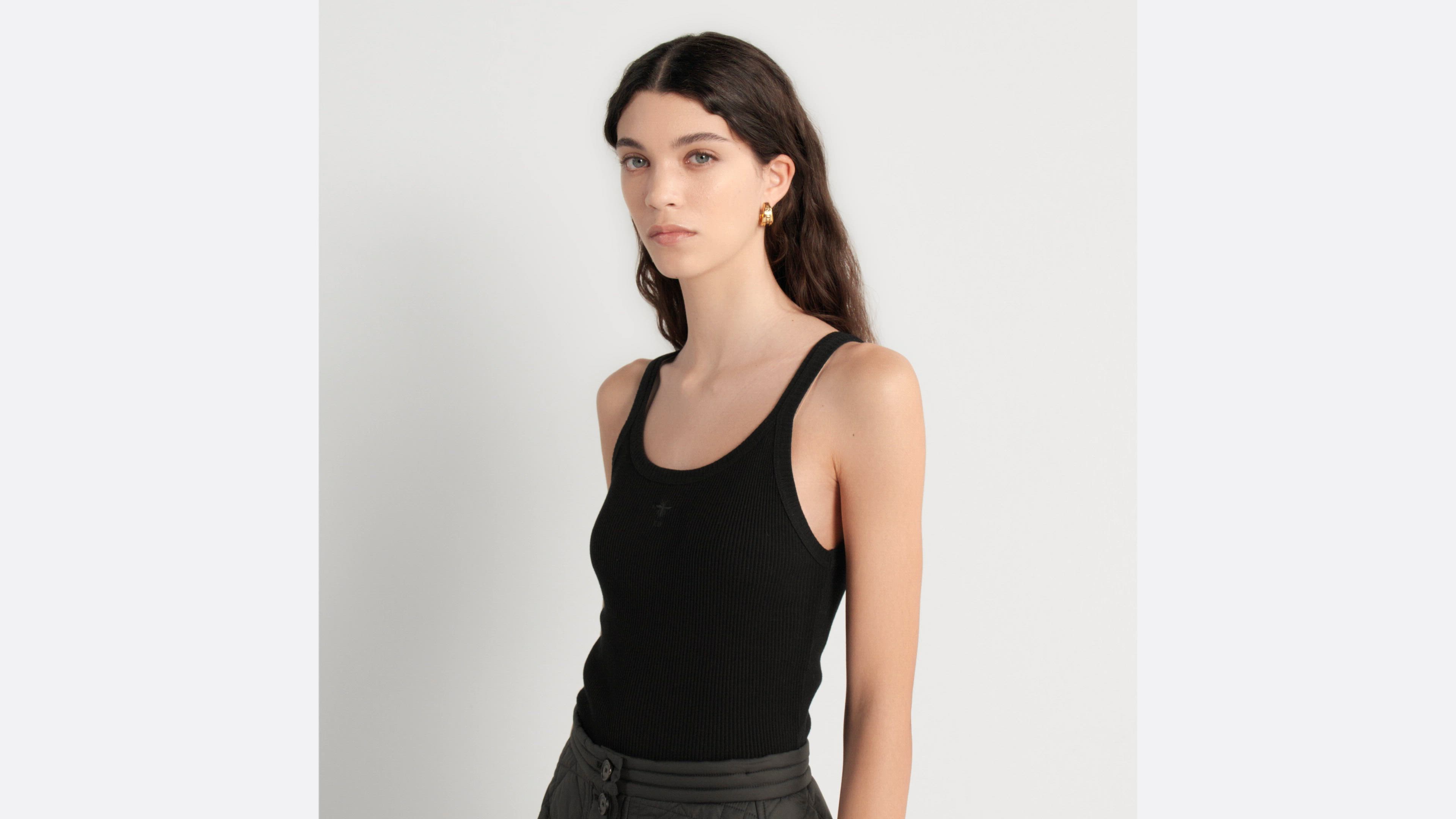 Tank Top Black Ribbed Cotton Jersey | DIOR