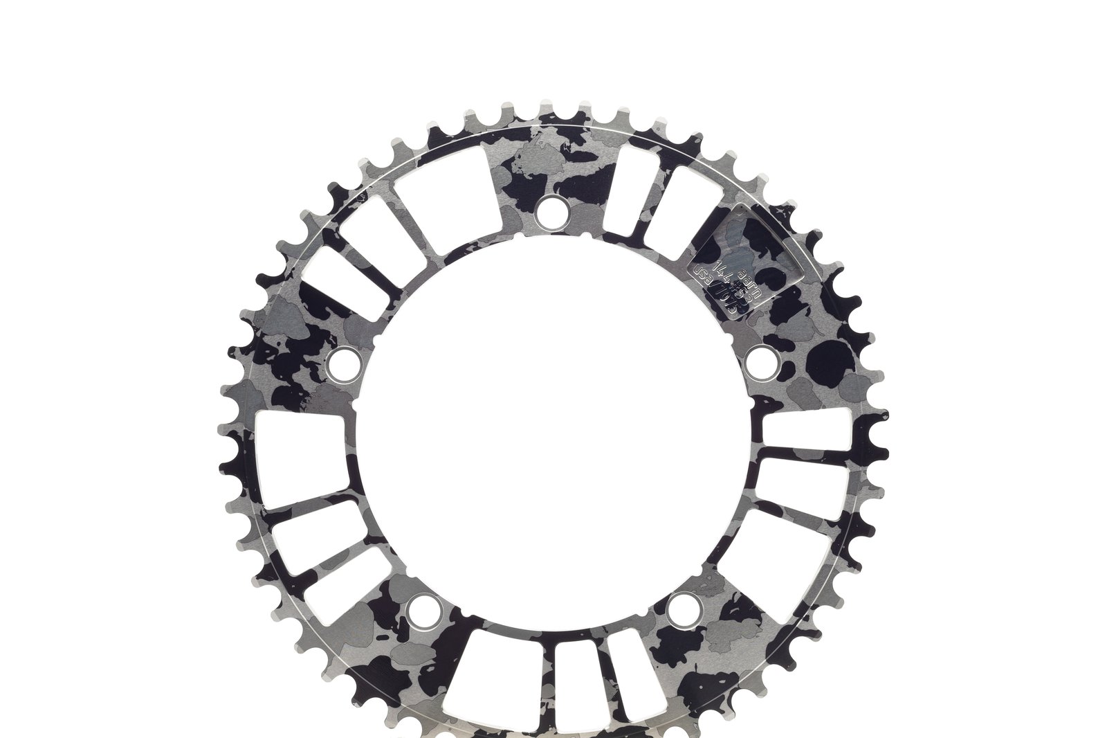 144#47/49/51/53/55 B&W Camo Track Chainring (144BCD//47/49/51/53