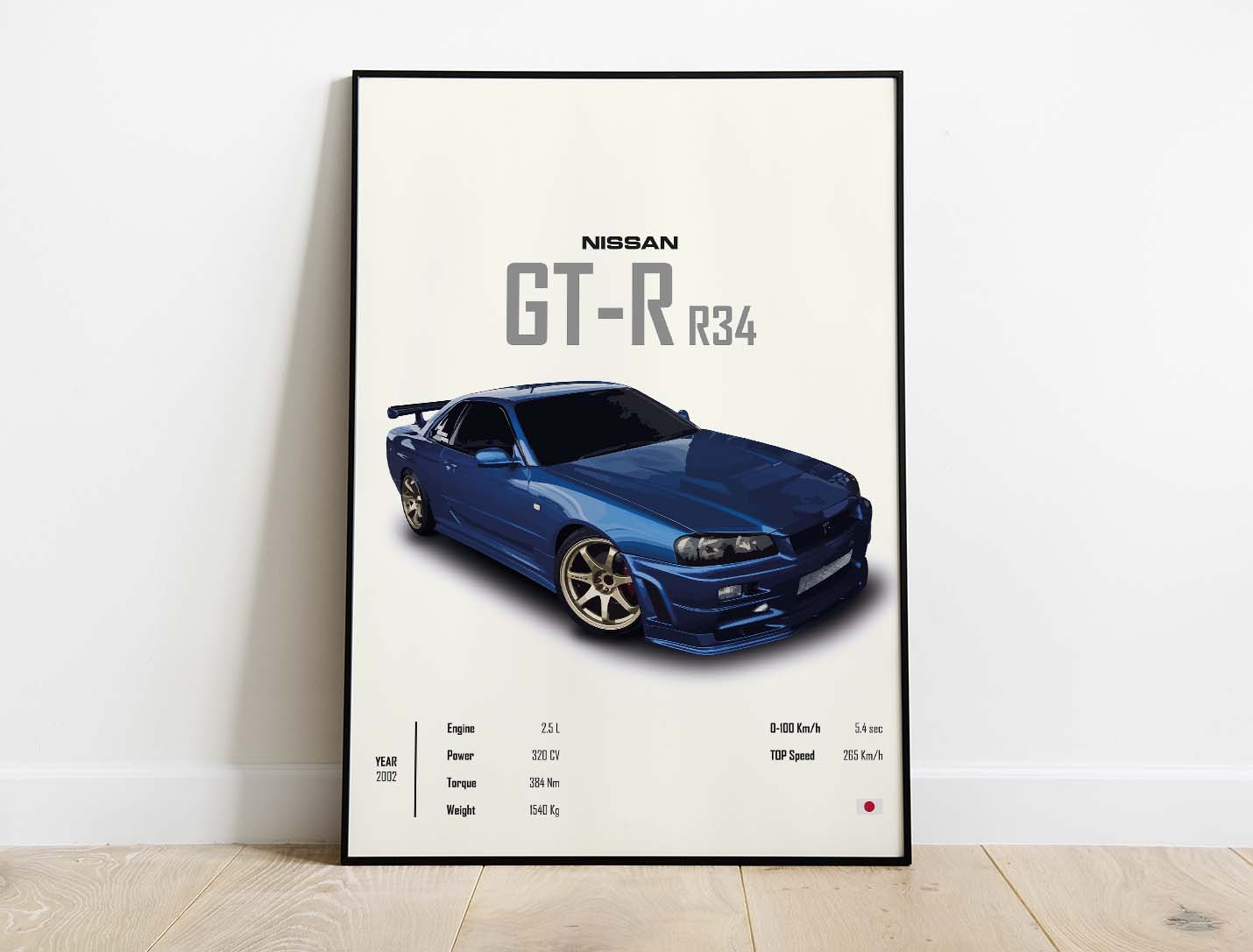 R34 Nissan Skyline GT-R - Sports Car Poster Print | Architeg Prints