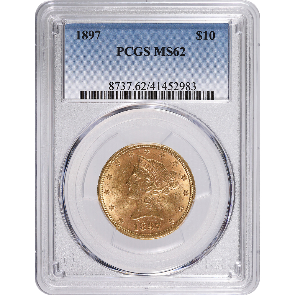 Certified $10 Gold Liberty 1897 MS62 PCGS - Golden Eagle Coins