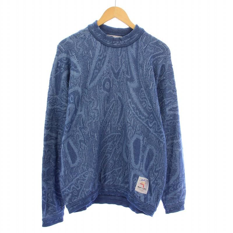 COOGI クージー 90S blues 3D ニット カーディガン ブルー L ビッグ