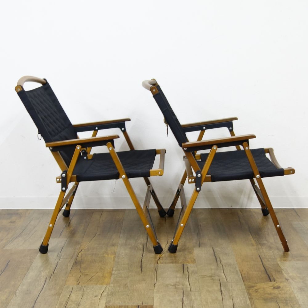 クイックキャンプ QUICKCAMP 一人掛け ウッドローチェア 2脚セット