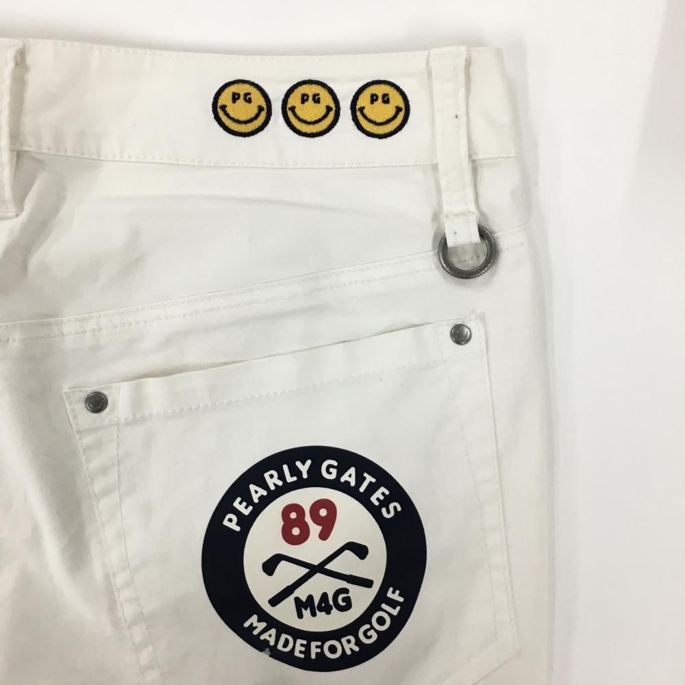 パーリーゲイツ パンツ 白 ニコちゃん スマイル ティー装着 レディース