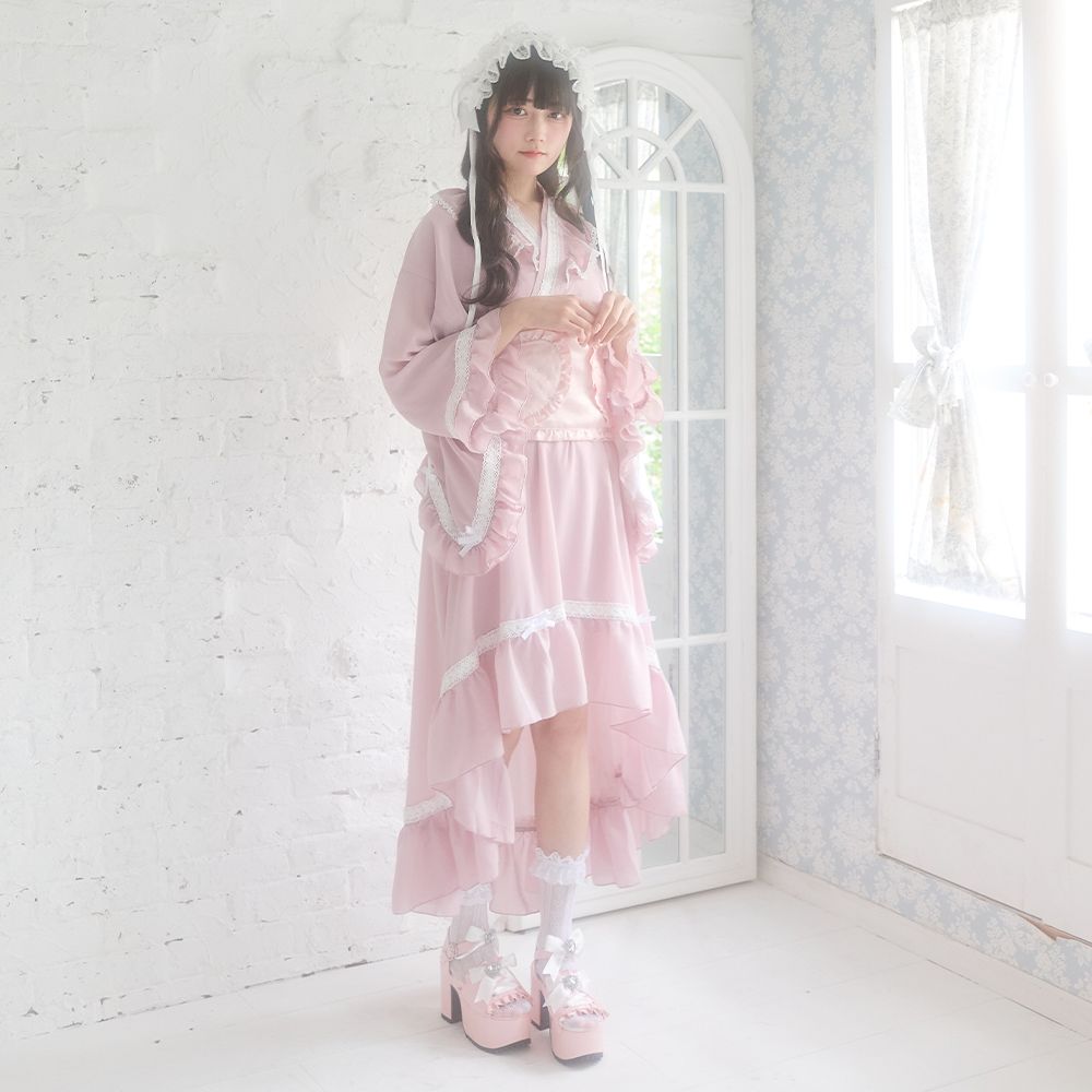 夢展望公式 [新品未使用] はしごレースフリルロリータ浴衣 [ピンク] 他