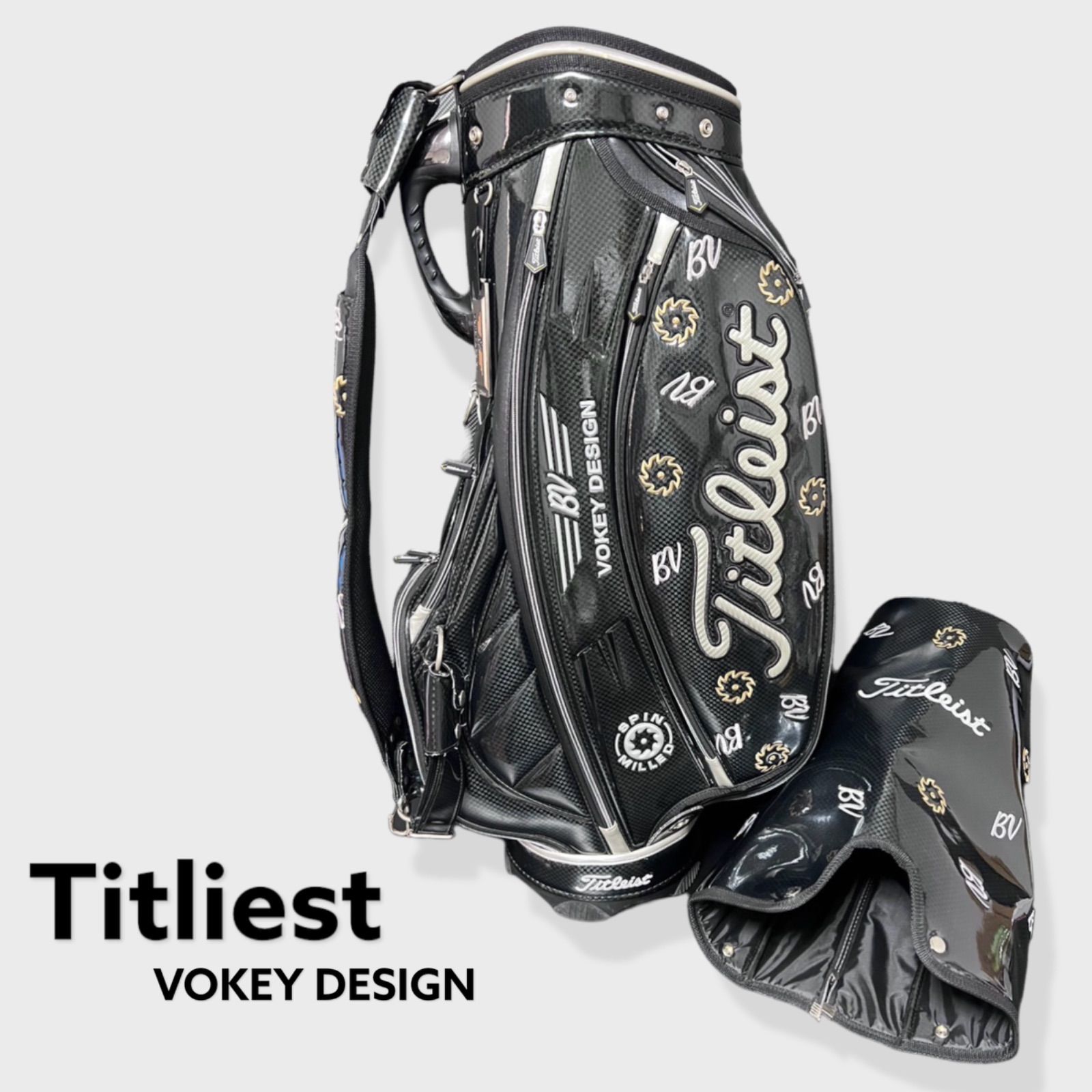 美品】 タイトリスト ボーケイ キャディバッグ エナメル ブラック 9.5