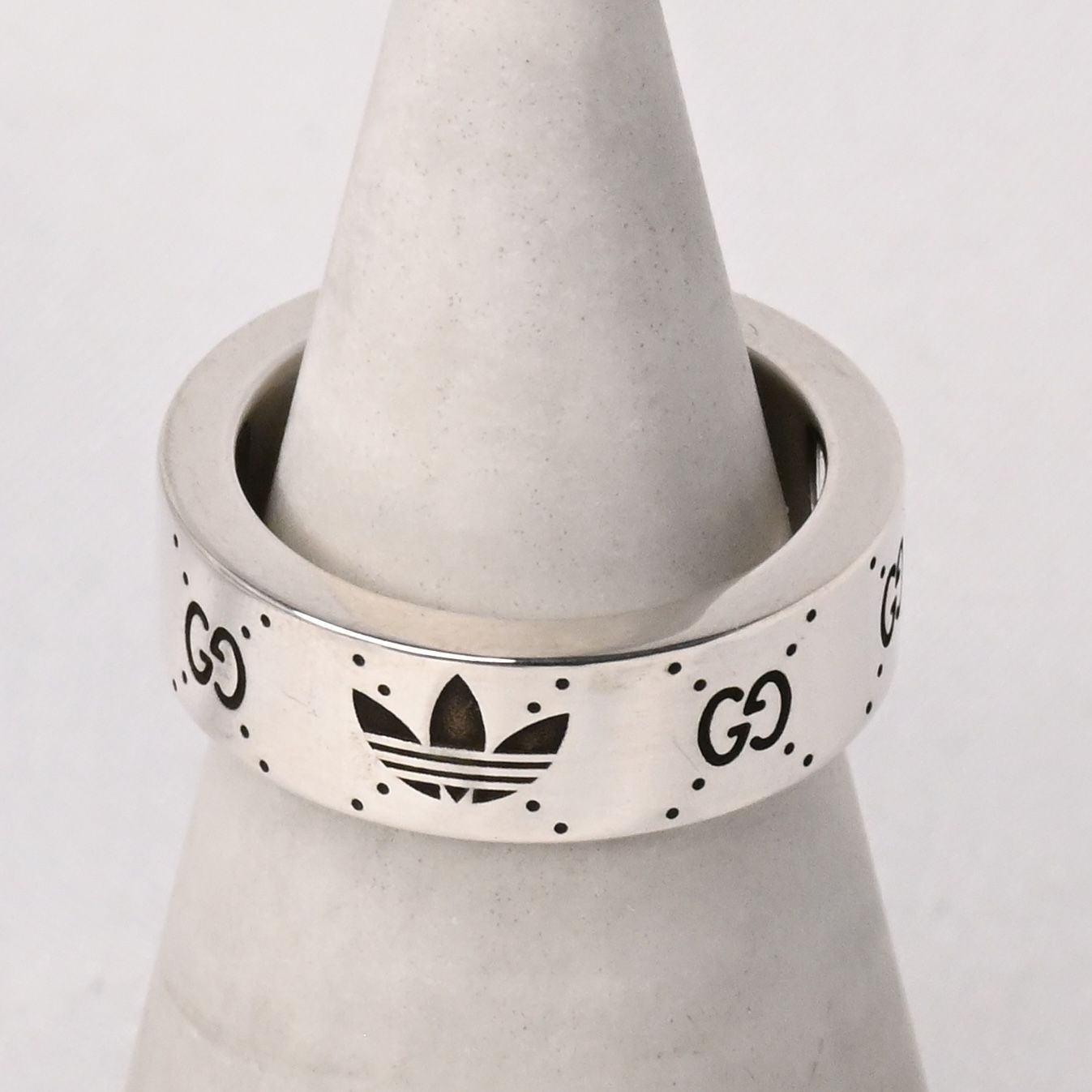 研磨済】 GUCCI × Adidas シルバー リング 8.5号 Ag925 指輪 グッチ