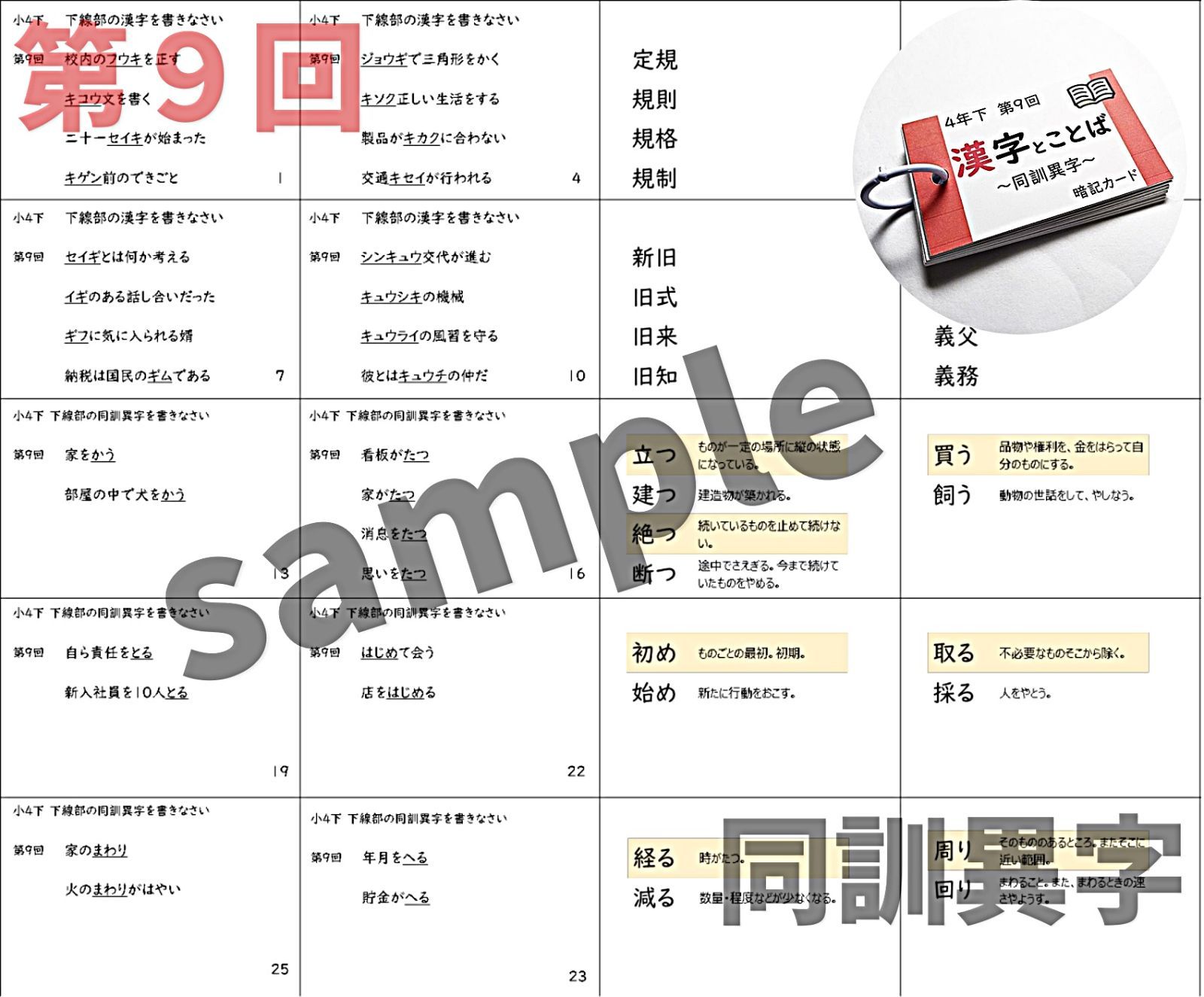 中学受験 暗記カード【4年下社会・理科6-18回】組分けテスト対策 予習