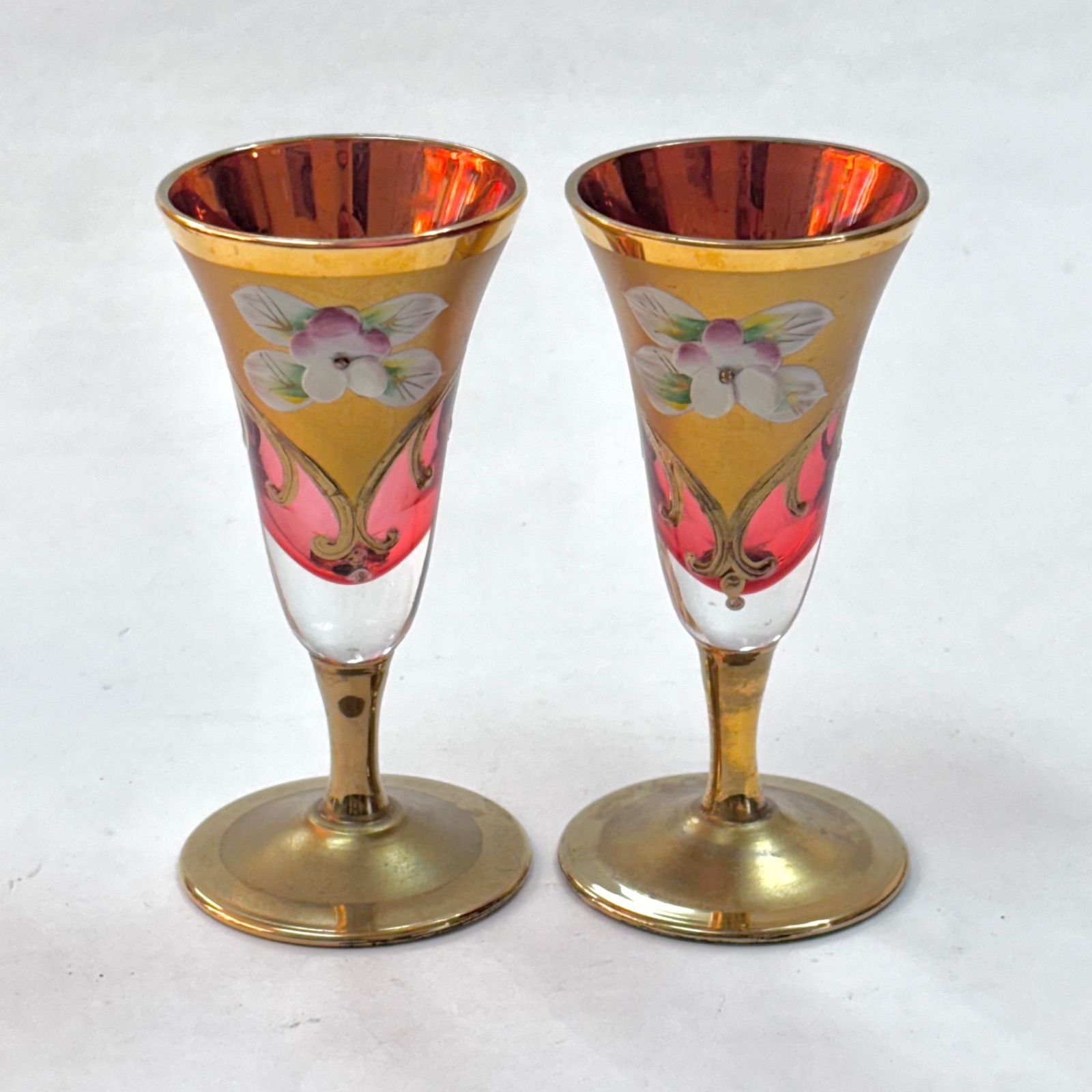 ムラーノ ベネチアングラスフィギュリンペア高さ18.7・18㎝東な7