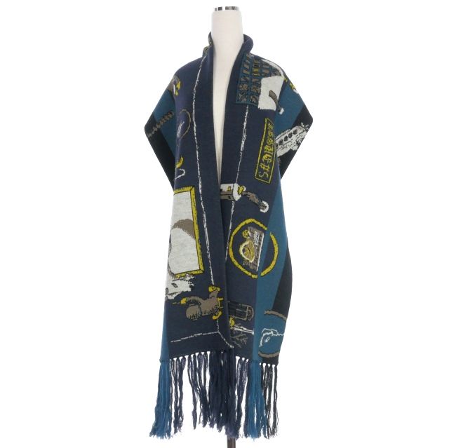 SHINYA KOZUKA 24AW マフラー スカーフ ネイビー SHINYA KOZUKA 24AW