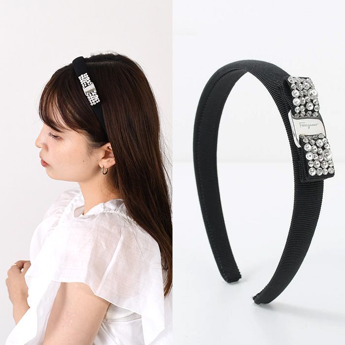 FERRAGAMO フェラガモ ヘアアクセサリー VARA ヴァラ クリスタル