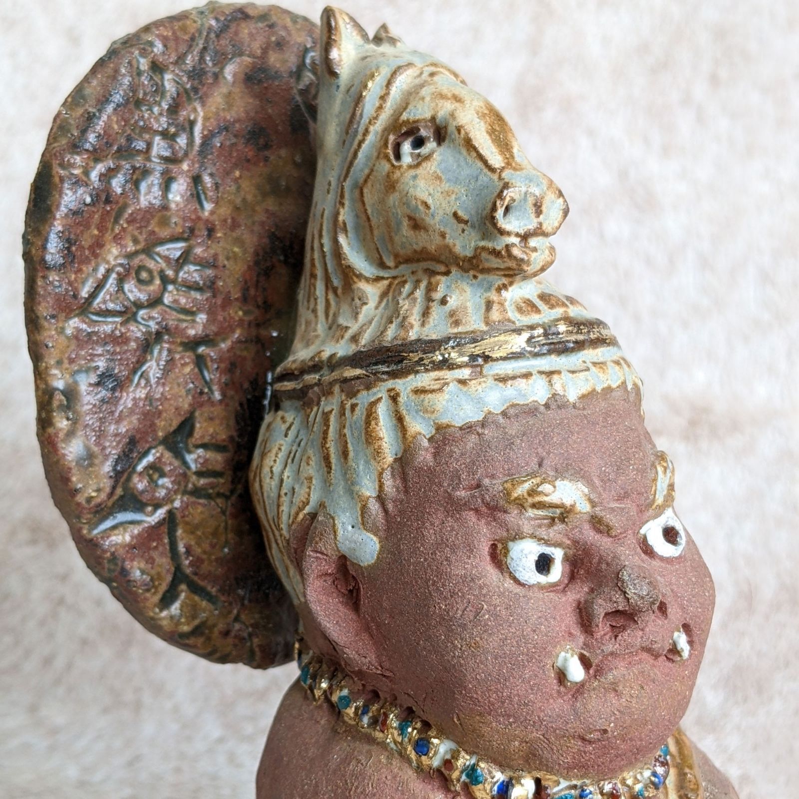 人形陶芸作家 ささきようこ 馬頭観音 午年 ささきようこ作陶人形 馬頭観音