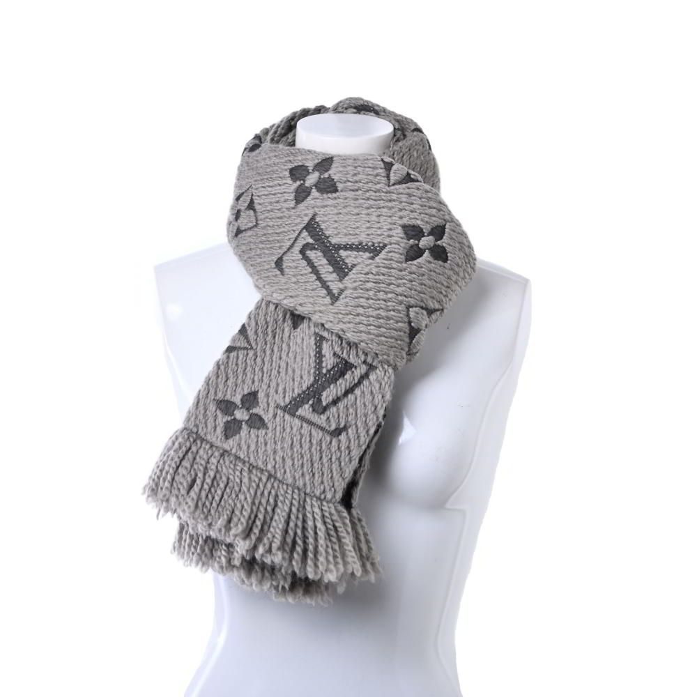 LOUIS VUITTON 413287 エシャルプ ロゴマニア ウールシルク マフラー