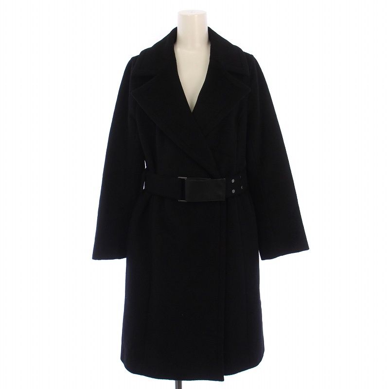 エポカ EPOCA ロングコート アンゴラ ベルト 2WAY アウター 40 M 黒