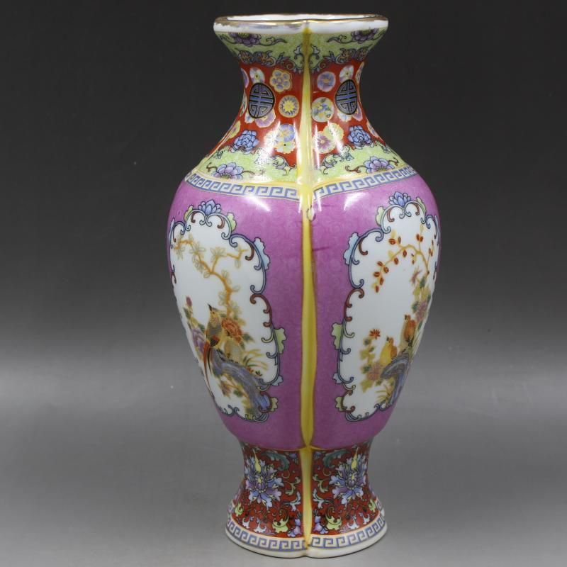 花鳥紋美人梅瓶 景徳鎮 陶磁器 装飾品 現代工芸品美術品 置物 花鳥紋