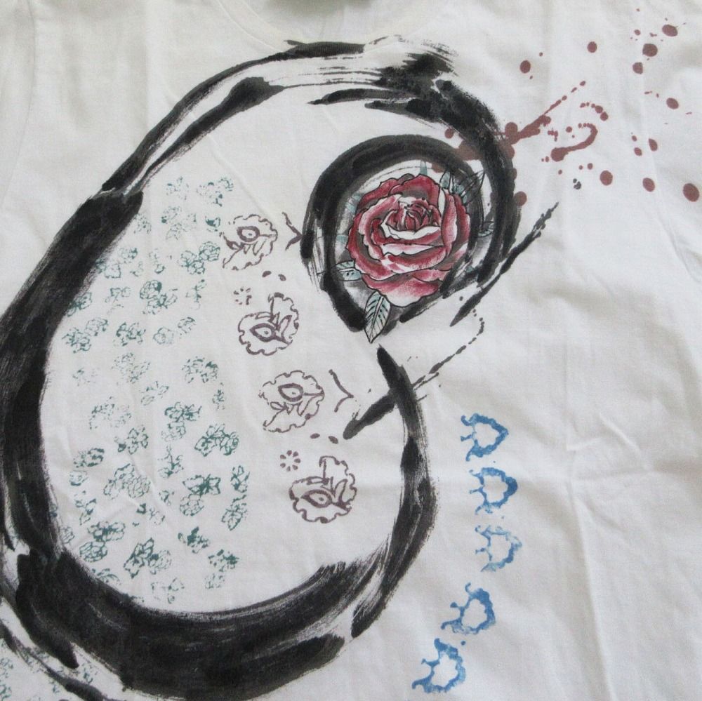 エトロ ETRO ハンドペインティング Tシャツ バラ 半袖 ホワイト