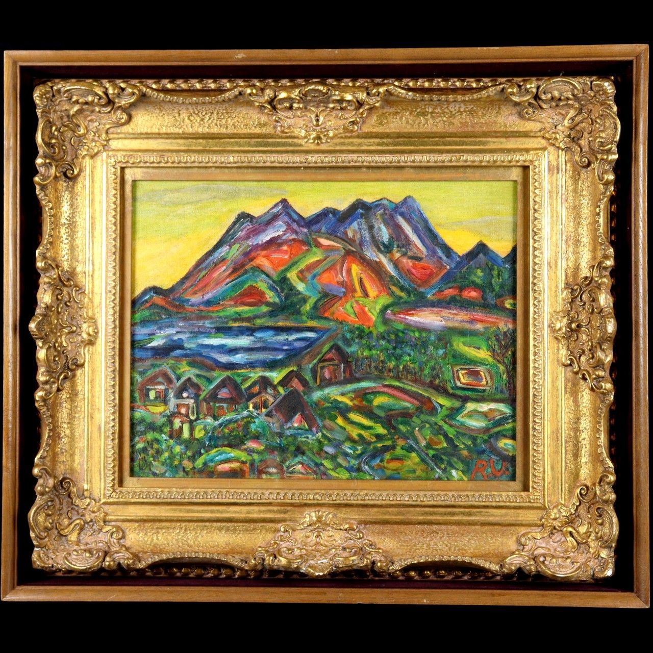 山羽斌士【阿蘇の里】肉筆油彩画 山羽斌士【阿蘇の里】肉筆油彩画