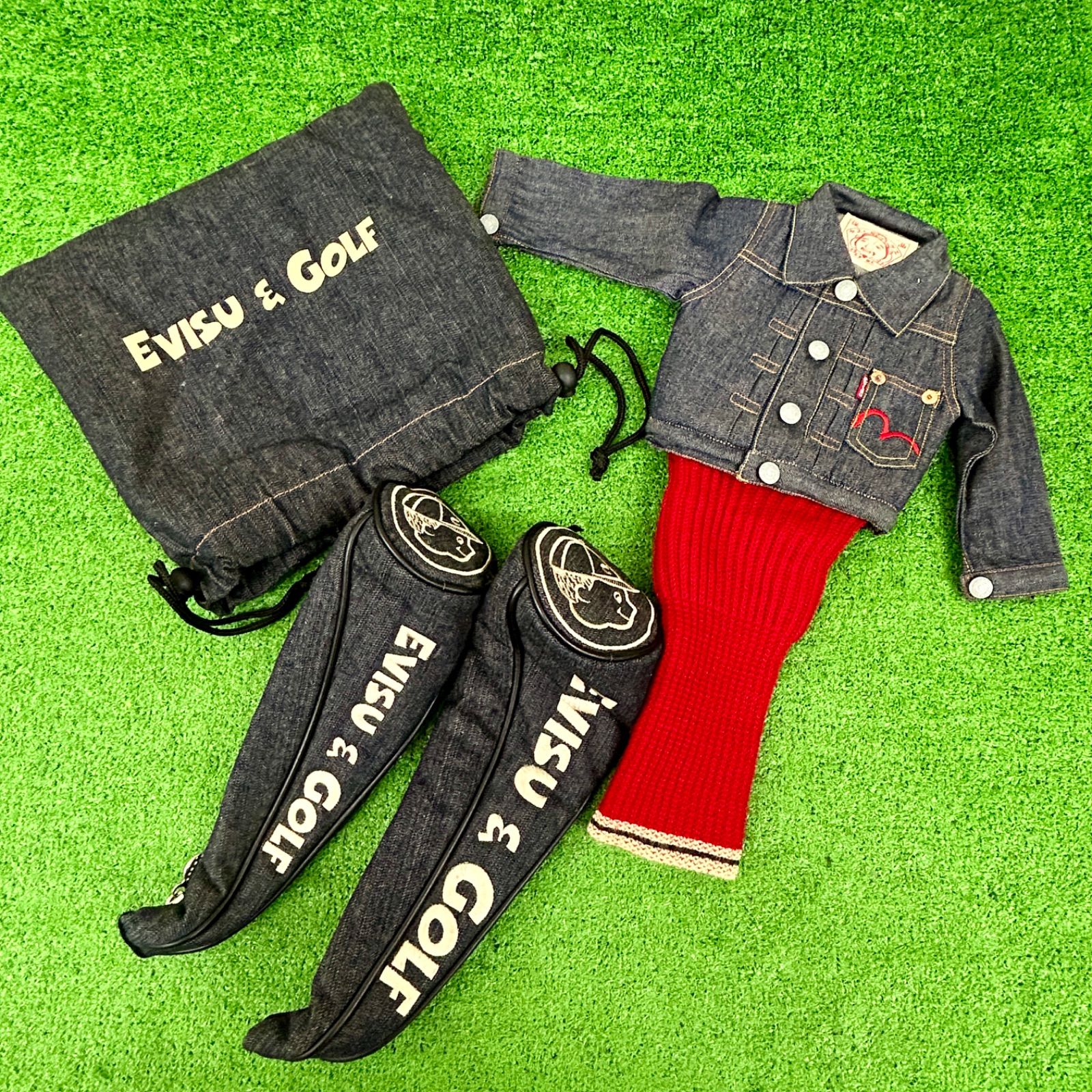 EVISU エヴィス ゴルフ ヘッドカバー 4点セット（ドライバー用、FW用