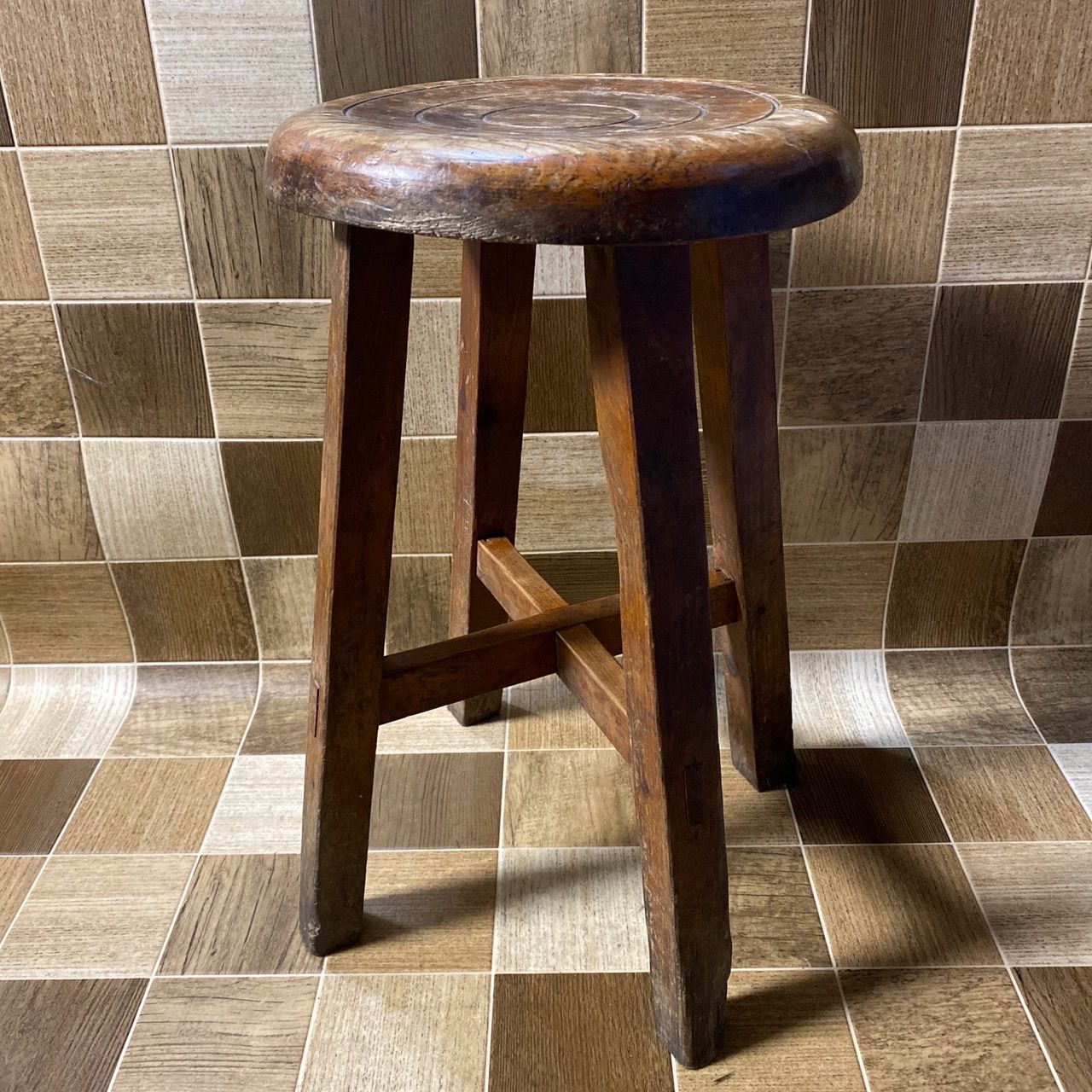 C1 昭和レトロ リングスツール 工業系 丸椅子 ヴィンテージ 古道具 古