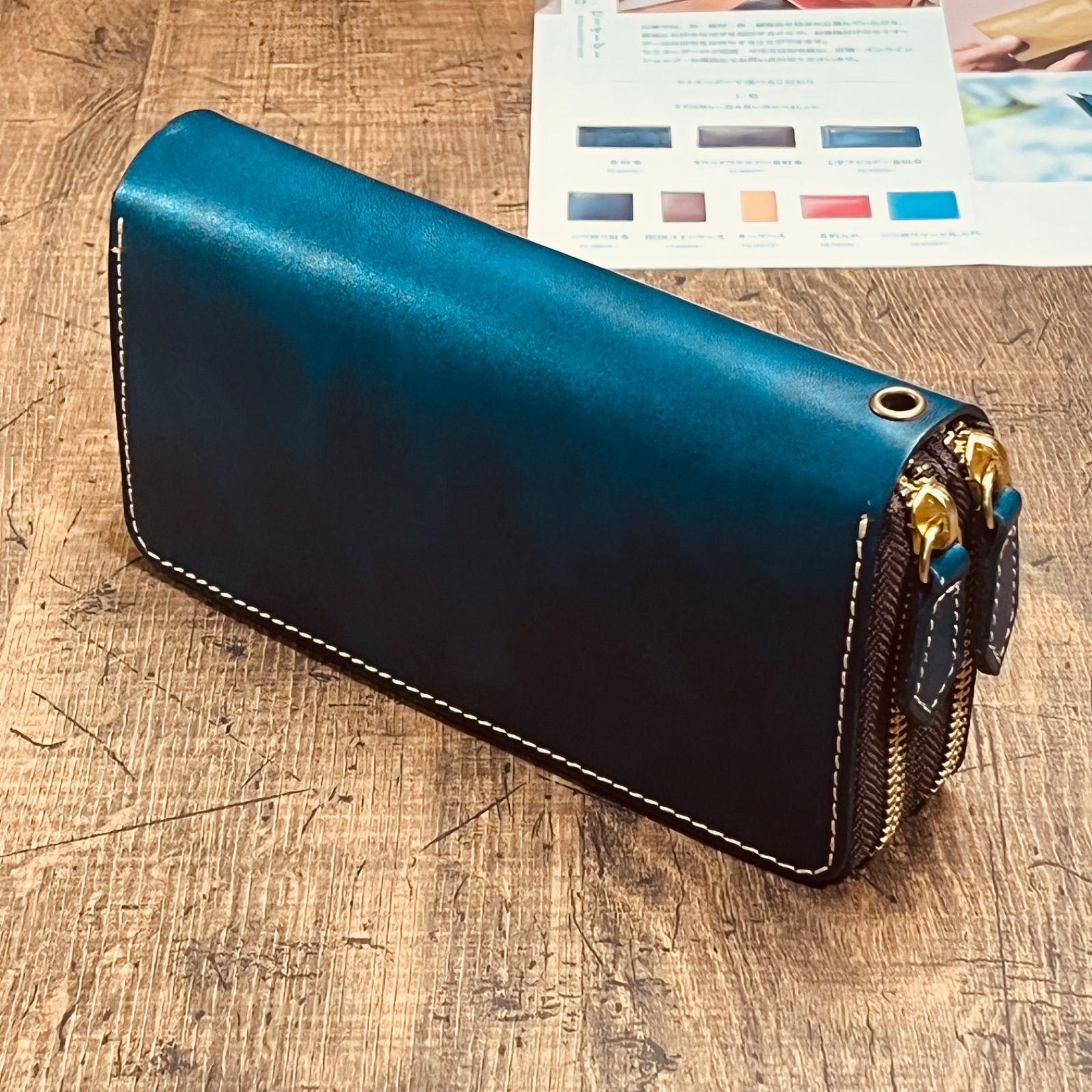 イタリアンレザー メンズ 財布 長財布 ダブルファスナー ダブルジップ