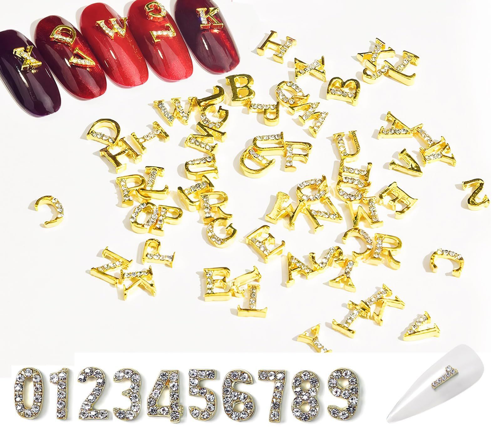 在庫処分】数字 小さい 数字 英字 英語 立体 イニシャル ネイルパーツ