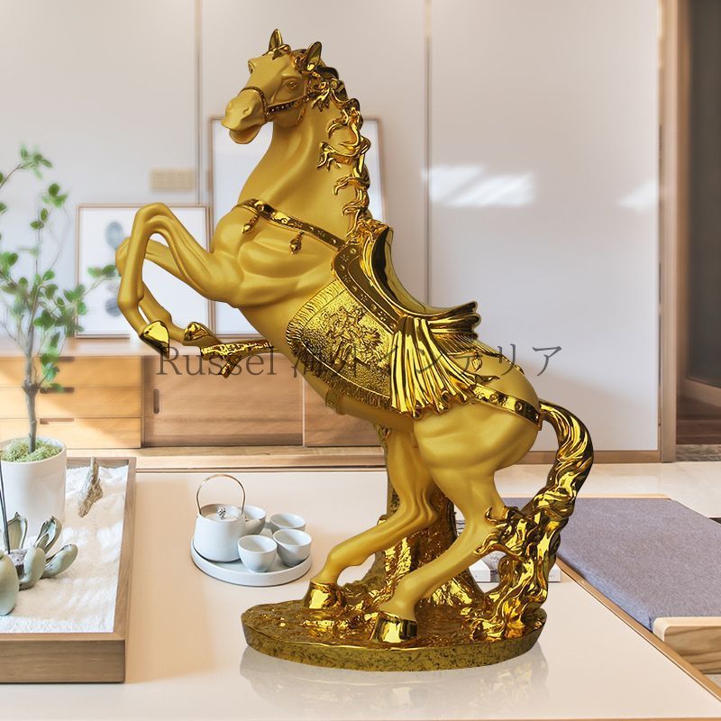 跳ね馬 オブジェ 置物 全長70cm 全長58cm 黄金 ゴールド 大きい 装飾