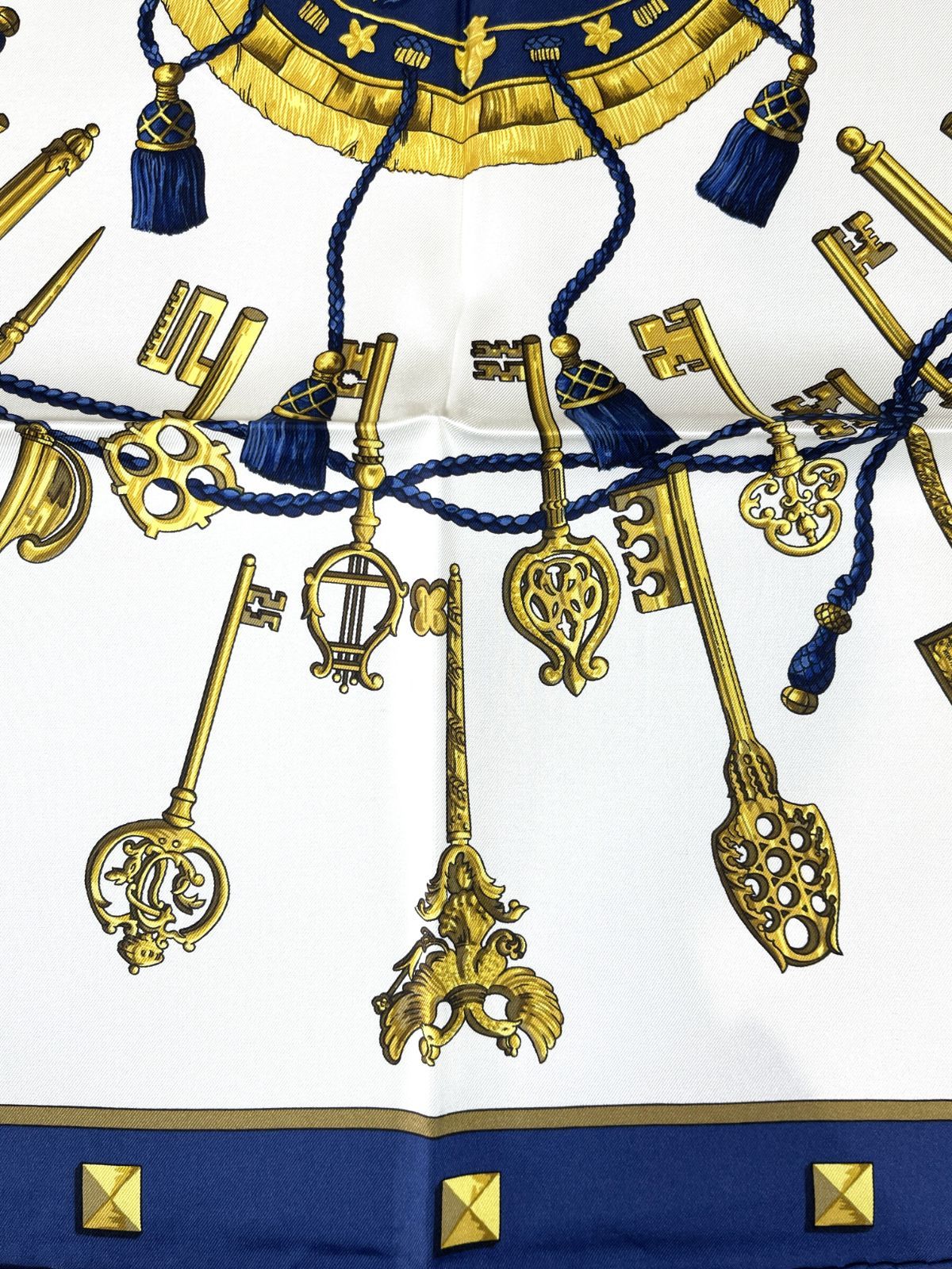 エルメス カレ90 LES CLES THE KEYS RARE 鍵柄 ブルー 【公式通販】