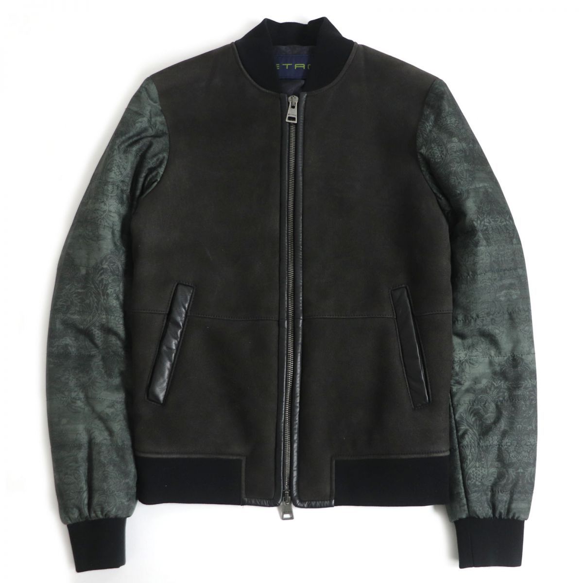 美品□ETRO/エトロ 袖中綿入り/ペイズリー柄 WZIP ムートンジャケット