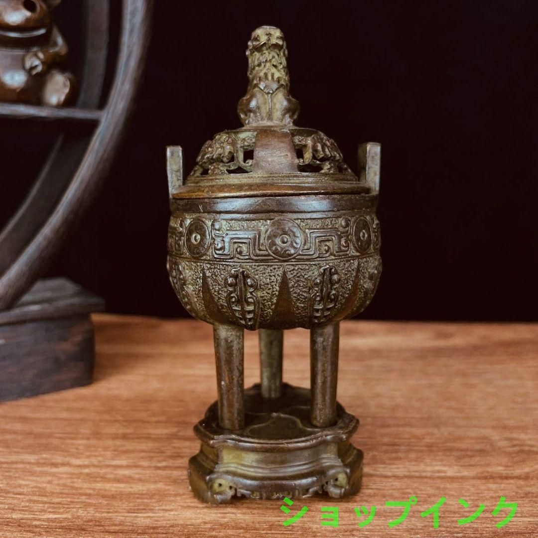 古銅 キリン人物のったり香炉 1166g タサオ 東さ8-0104② 古銅 キリン