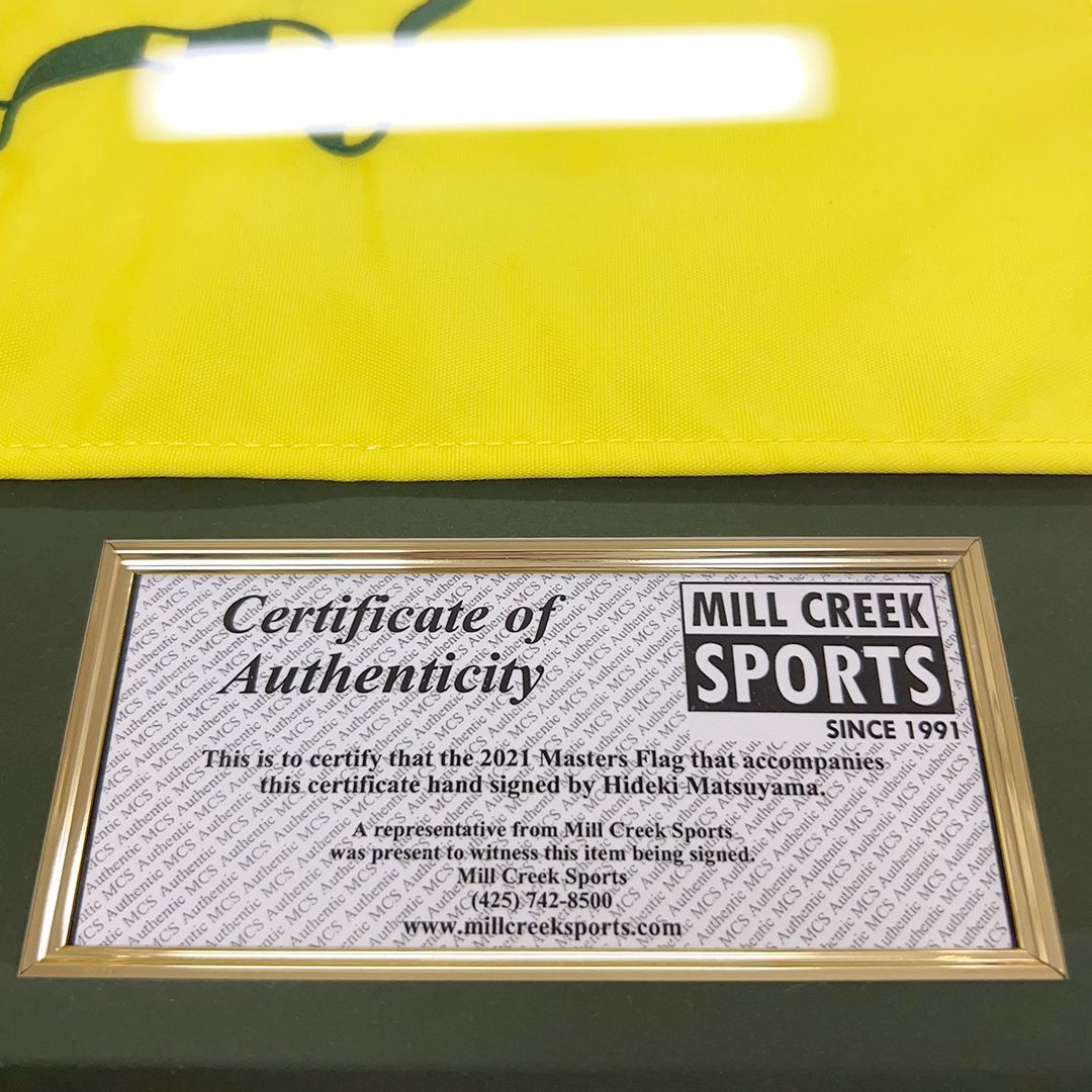 松山英樹プロ 直筆サイン入り 2021年マスターズ優勝記念ピンフラッグ