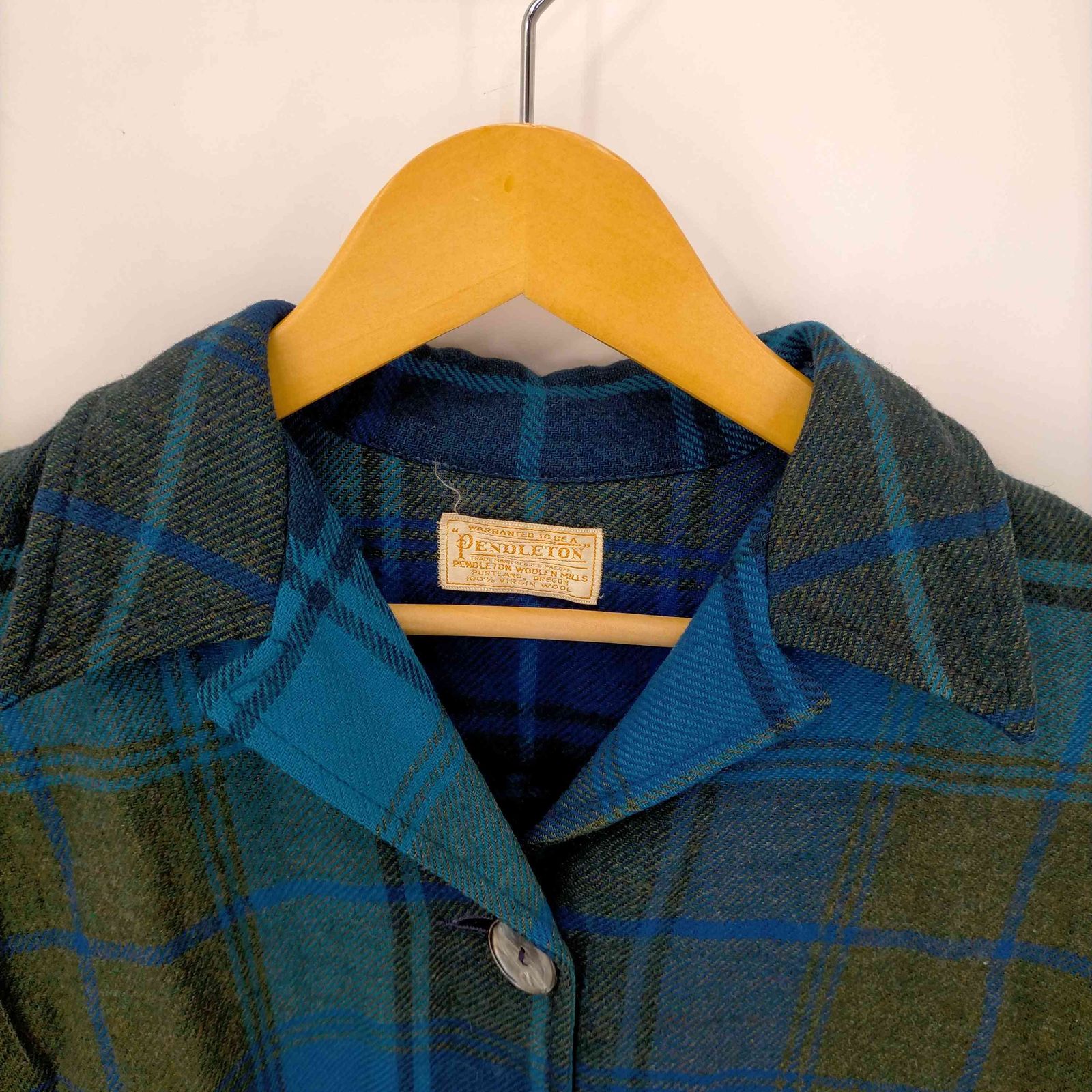 ペンドルトン PENDLETON 50S~60S 白タグ シェルデカボタン ウール 開襟