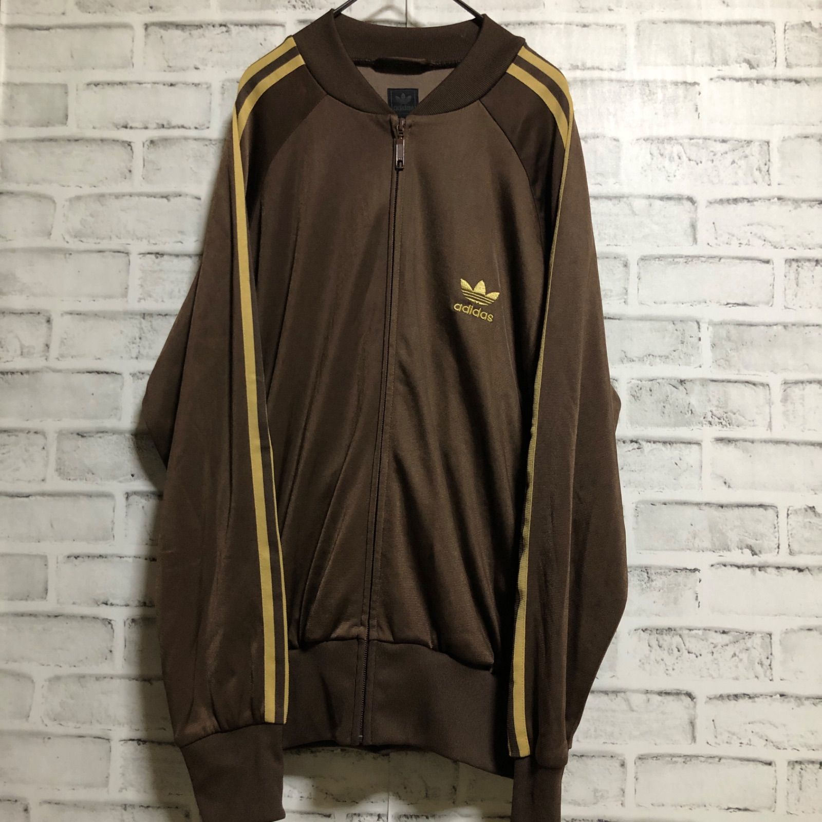 美品ブラウンL⭐️90s adidas トラックジャケット/ジャージ 刺繍トレ