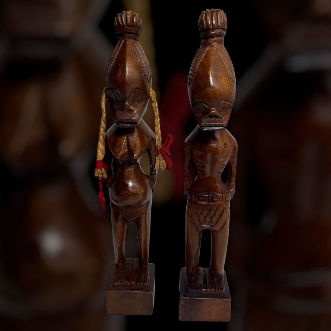 アフリカンアート 木製人型彫刻 2体セット 【 希少 パラオ トコベイ