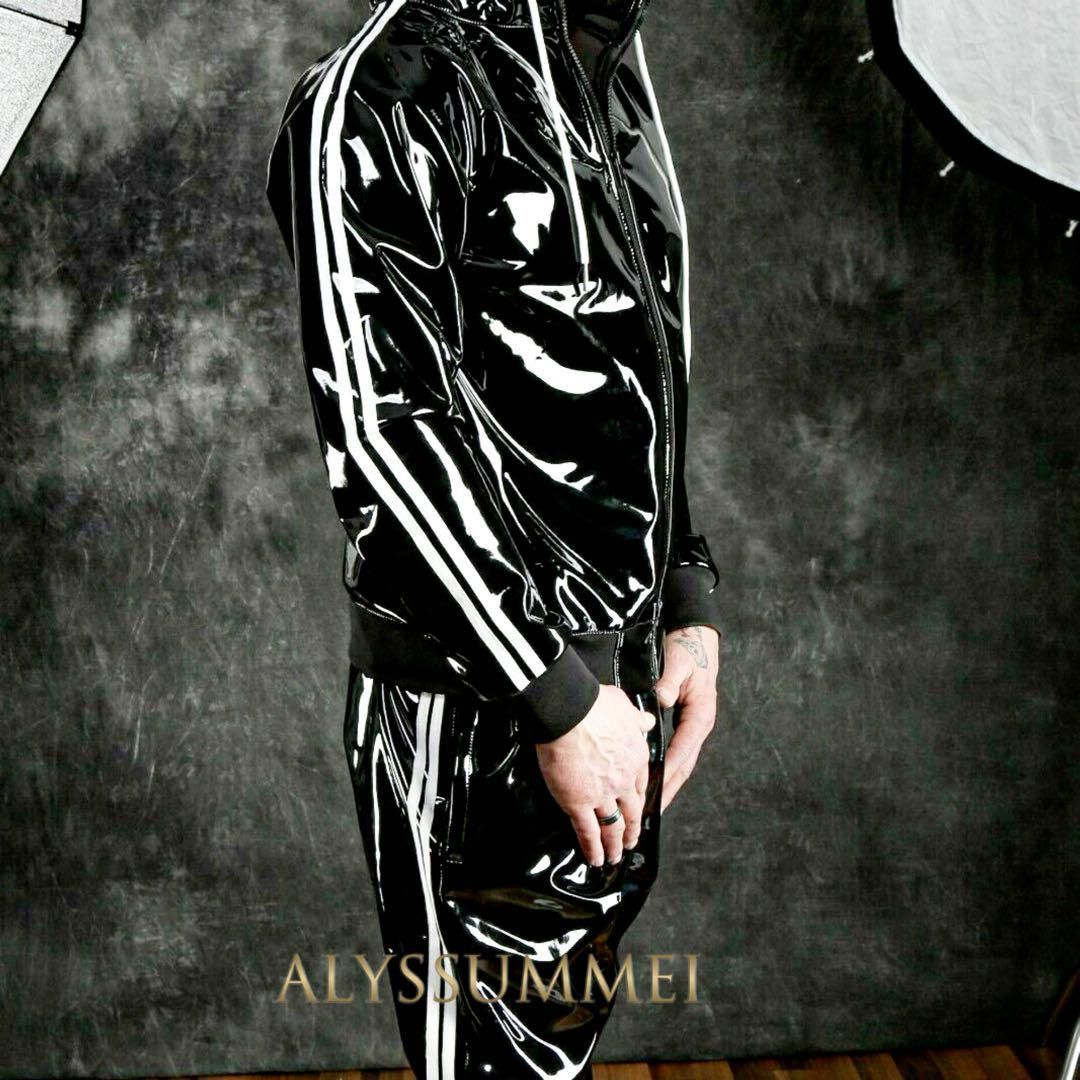 超光沢エナメルウインドブレーカーサウナースーツ上下2点セットアップ