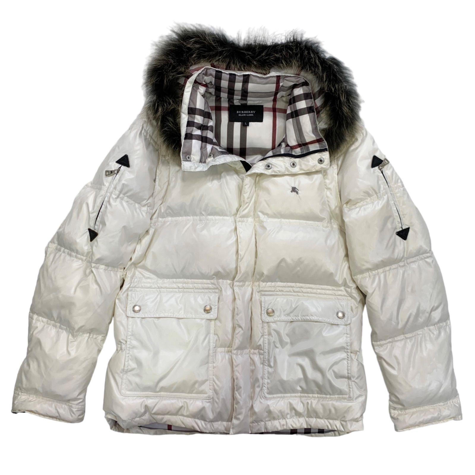 ♪011208 バーバリーブラックレーベル ダウンジャケット フォックス