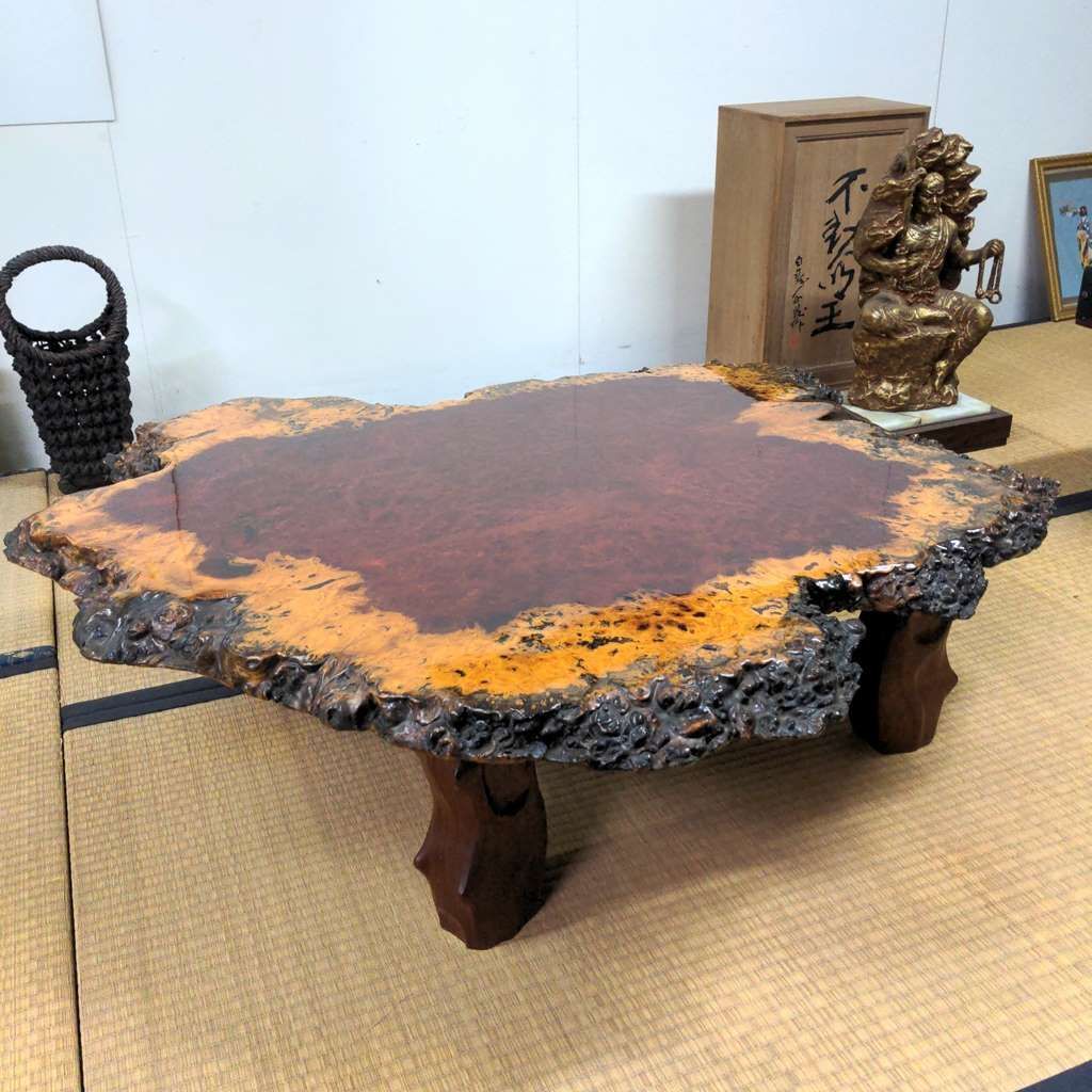 アウトレット 花梨 高級座卓 無垢 こぶ 全長113cm - メルカリ