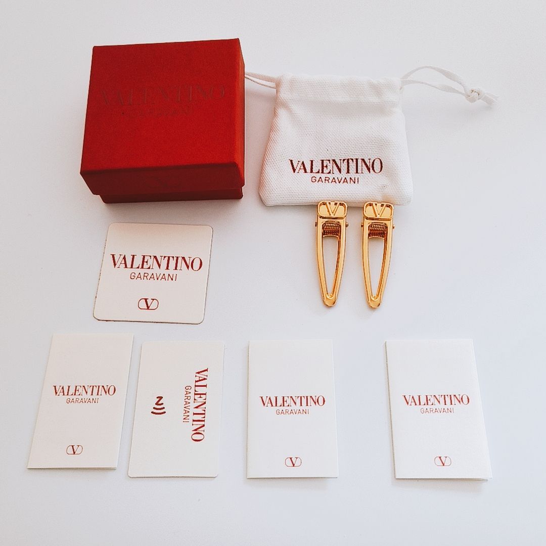 新品未使用・訳有】VALENTINO Vロゴ メタル ヘアクリップ 2個セット 髪