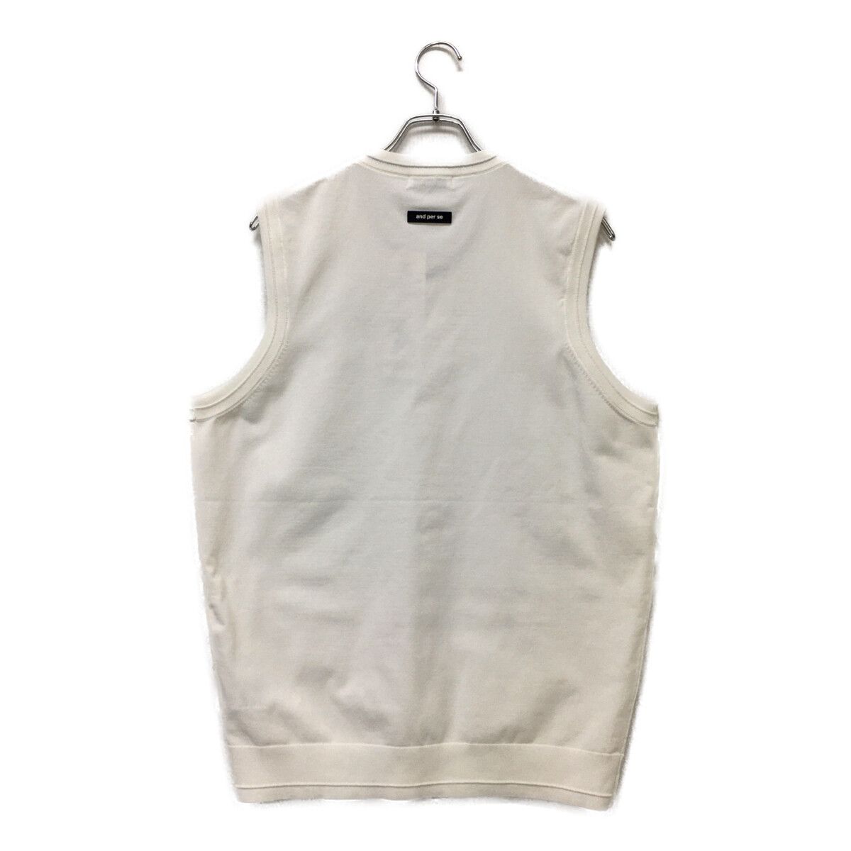 and per se Vネックベスト ホワイトリバーシブルメンズ and per se V
