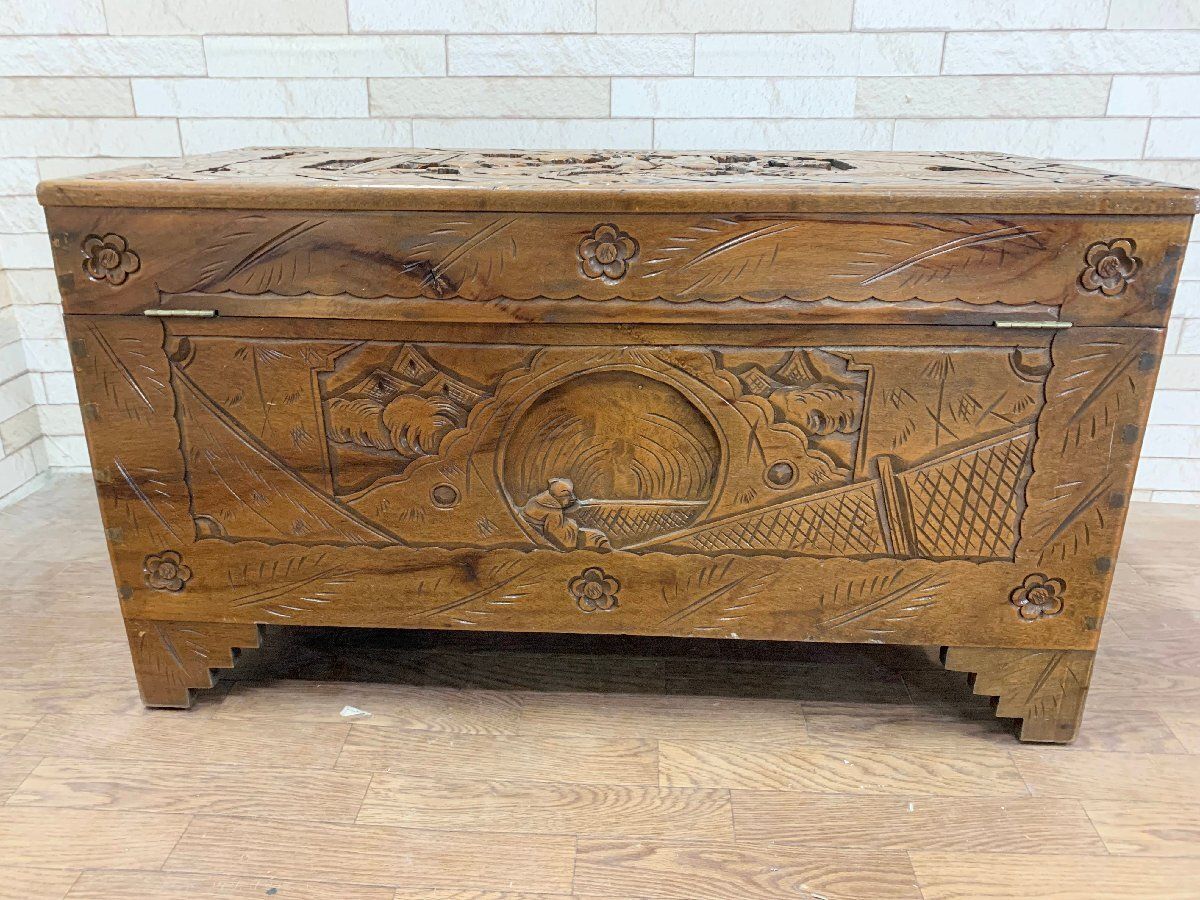 李朝家具 李朝箪笥 バンダジ 木製収納箱 木箱 彫刻 民芸 古家具 中国