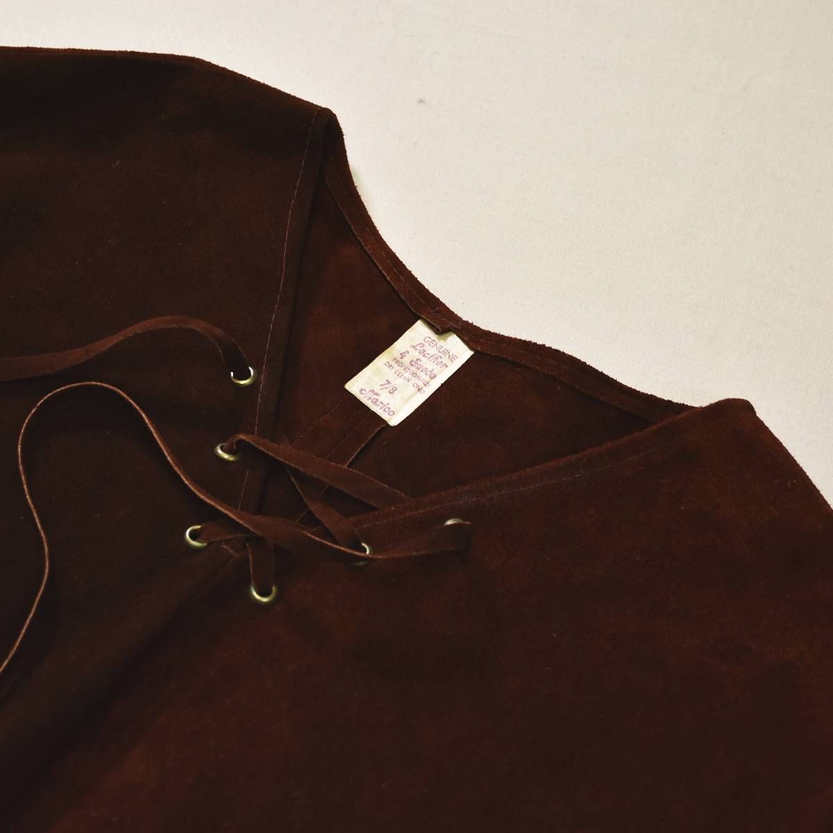 希少】 70sヴィンテージ メキシコ製 古着 スウェードレザー フリンジ