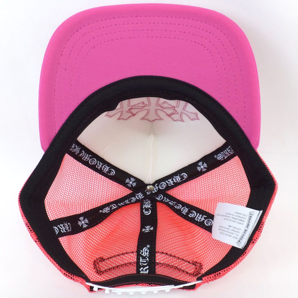 天白】クロムハーツ クロスパッチ キャップ ピンク ホワイト メッシュ