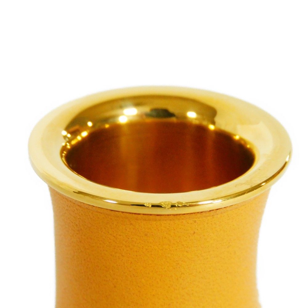 エルメス HERMES スカーフリング 筒型 レザー巻 オレンジ ゴールド 箱付