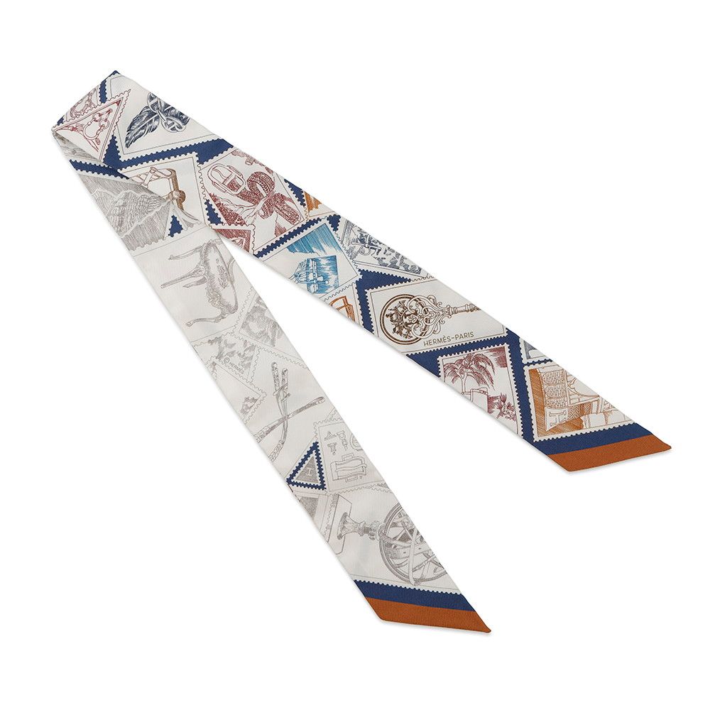 エルメス スカーフ ツイリー フォーブルの切手愛好家 HERMES シルク