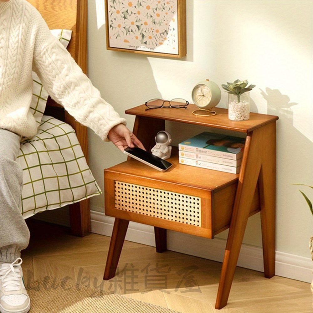 ビンテージ 木製サイドテーブル ベッドサイド 引き出し付き no.2 楽天