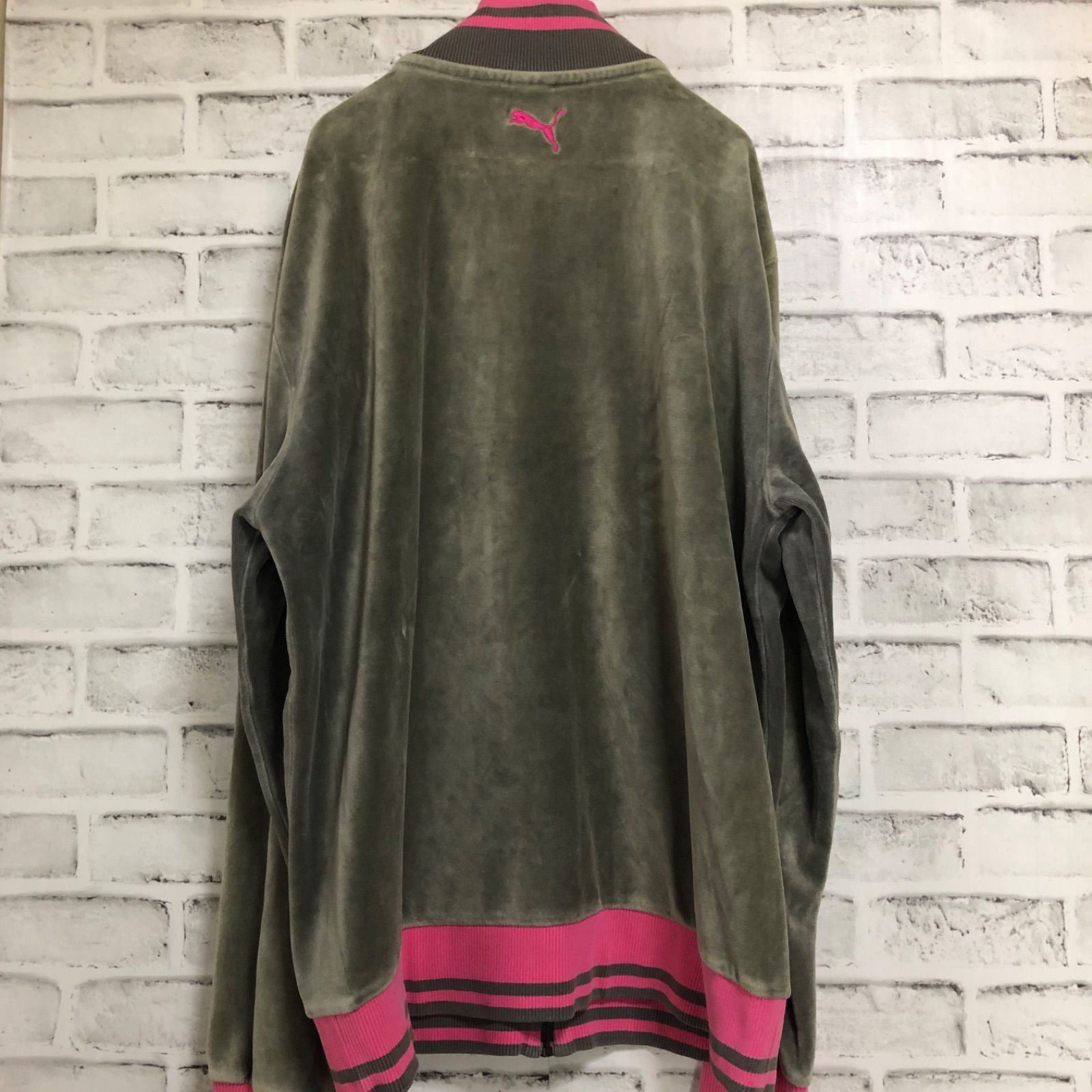 希少XL⭐️PUMA ベロアトラックジャケット/ジャージ プーマ刺繍ロゴ