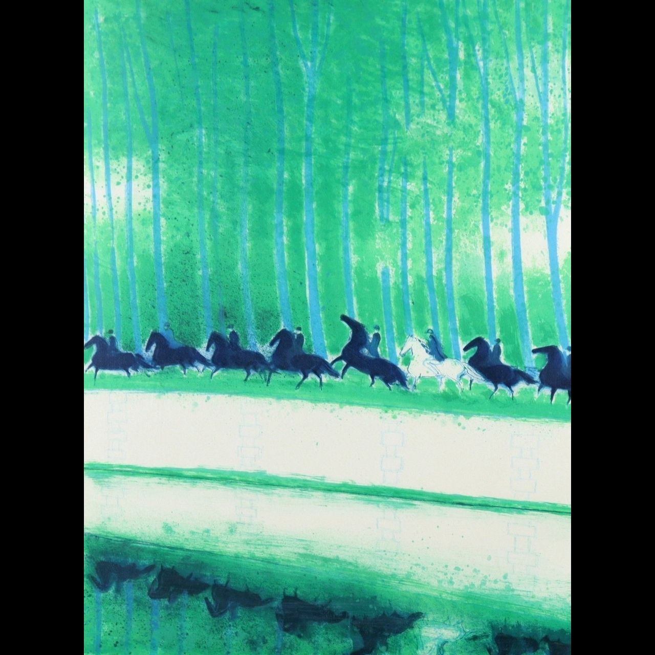 ブラジリエ 「春の乗馬」 リトグラフ76/150 直筆サイン 唐物 骨董 古