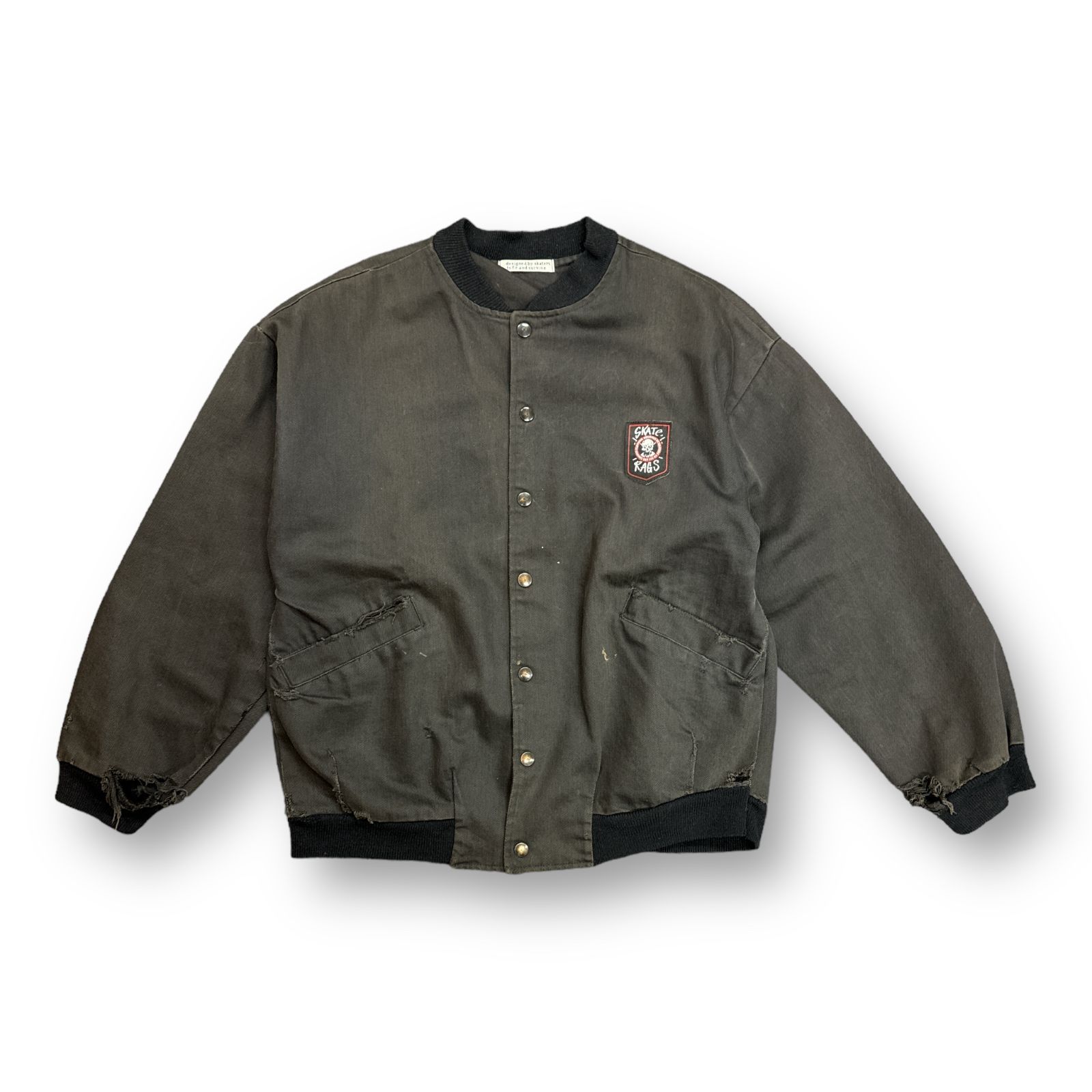 希少 90年代 USA製 SKATE RAGS ダック スカル ダメージ ブルゾン