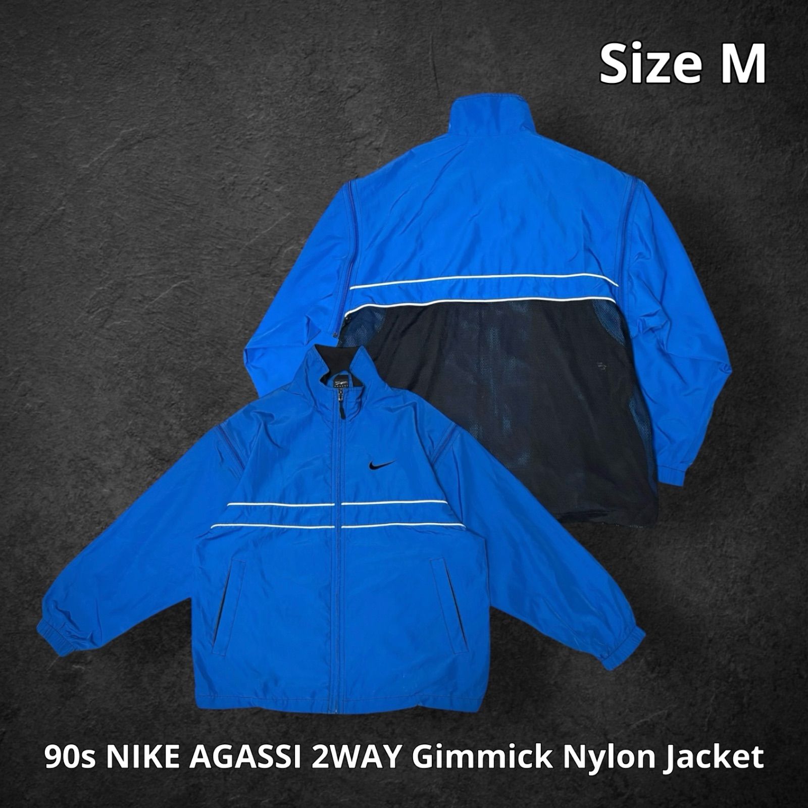90s NIKE AGASSI 2WAY Gimmick Nylon Jacket ナイキ アガシ ギミック