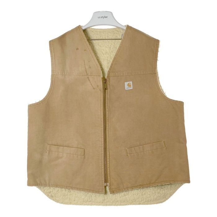☆Carhartt カーハート ダック 裏ボア ベスト ベージュ sizeXXL - メルカリ